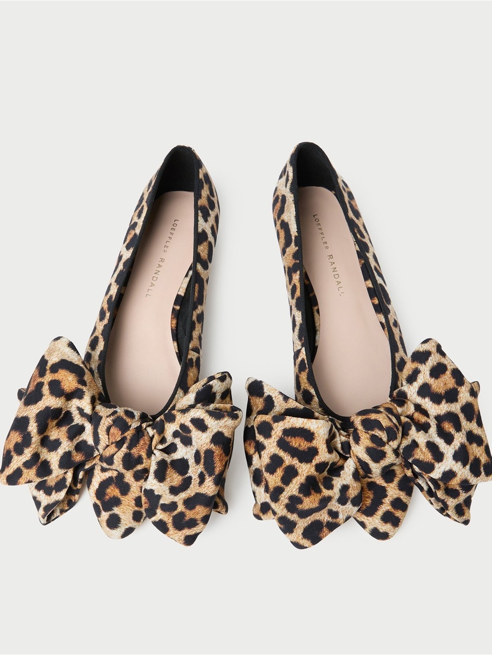 NWT Loeffler Randall Noa Leopard Jersey Bow Pointed Toe Flats Sz 6